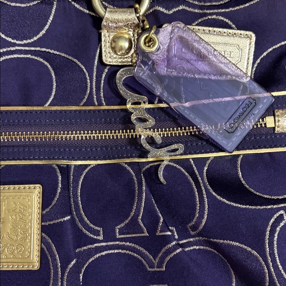 Coach Poppy Collectiom Dark Purple/Gold  Tote with Sz (L) - Like NEW!! - Picture 2 of 11
